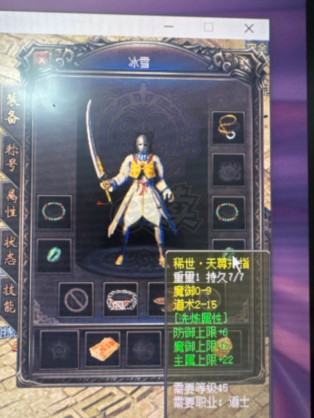 热血传奇1.76秒卡传承版-账号-[道士 75级]75级满级顶配全服唯一皮鞋