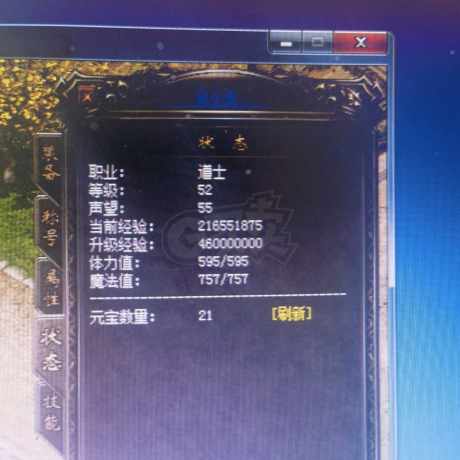 热血传奇1.76秒卡传承版-账号-[道士 52级]经验45*，声望50*