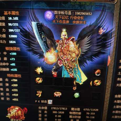 夺宝传世-账号-[战士 71级]110挂机战士