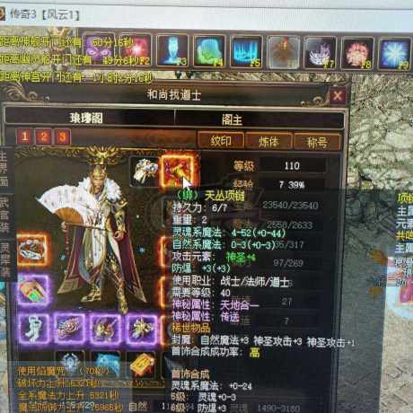 传奇3-账号-[道士 110级]带110衣服6转有传送