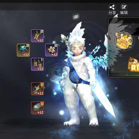 龙之谷世界-账号-[月之领主 ]5.4评分光明特武月主，有改名卡，5连体