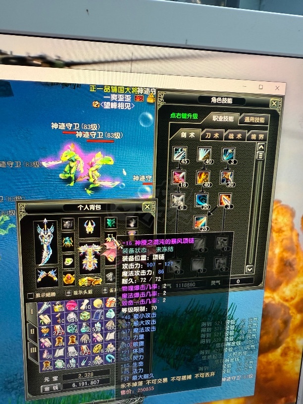 风云怀旧服-账号-[战士 融合期*5阶]83.5级装备自己品，无敌不敢说，但也是少有对手，