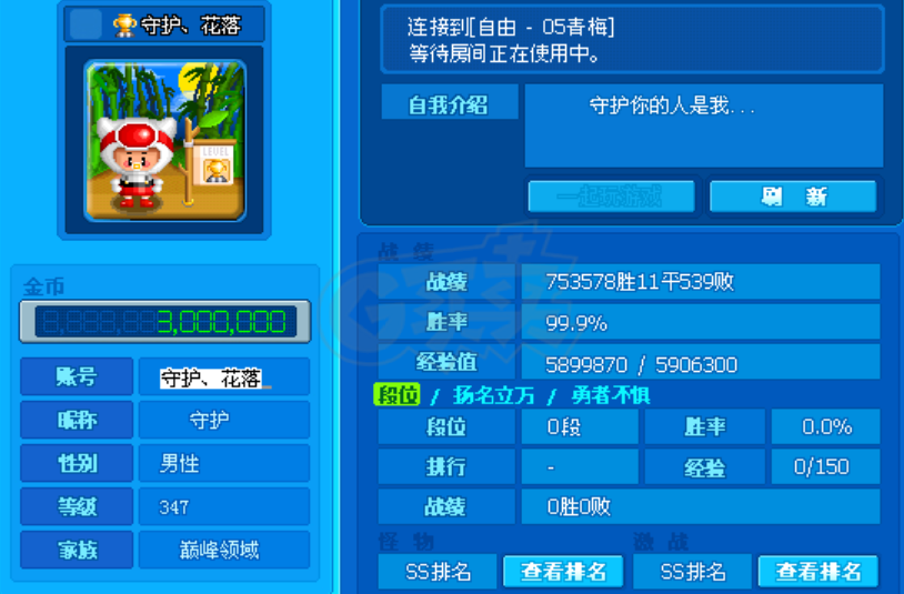 泡泡堂PC版-账号-[ 310级]二区情侣老号