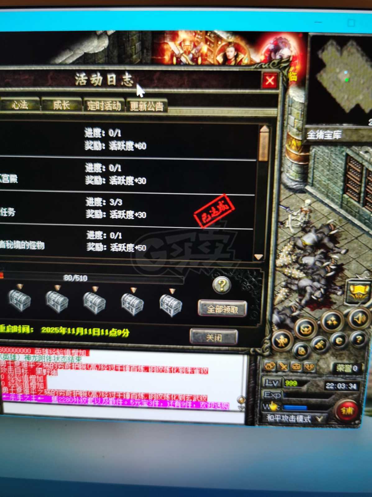 热血传奇-账号-[刺客 999级]刺道，战，全技能，基础全满