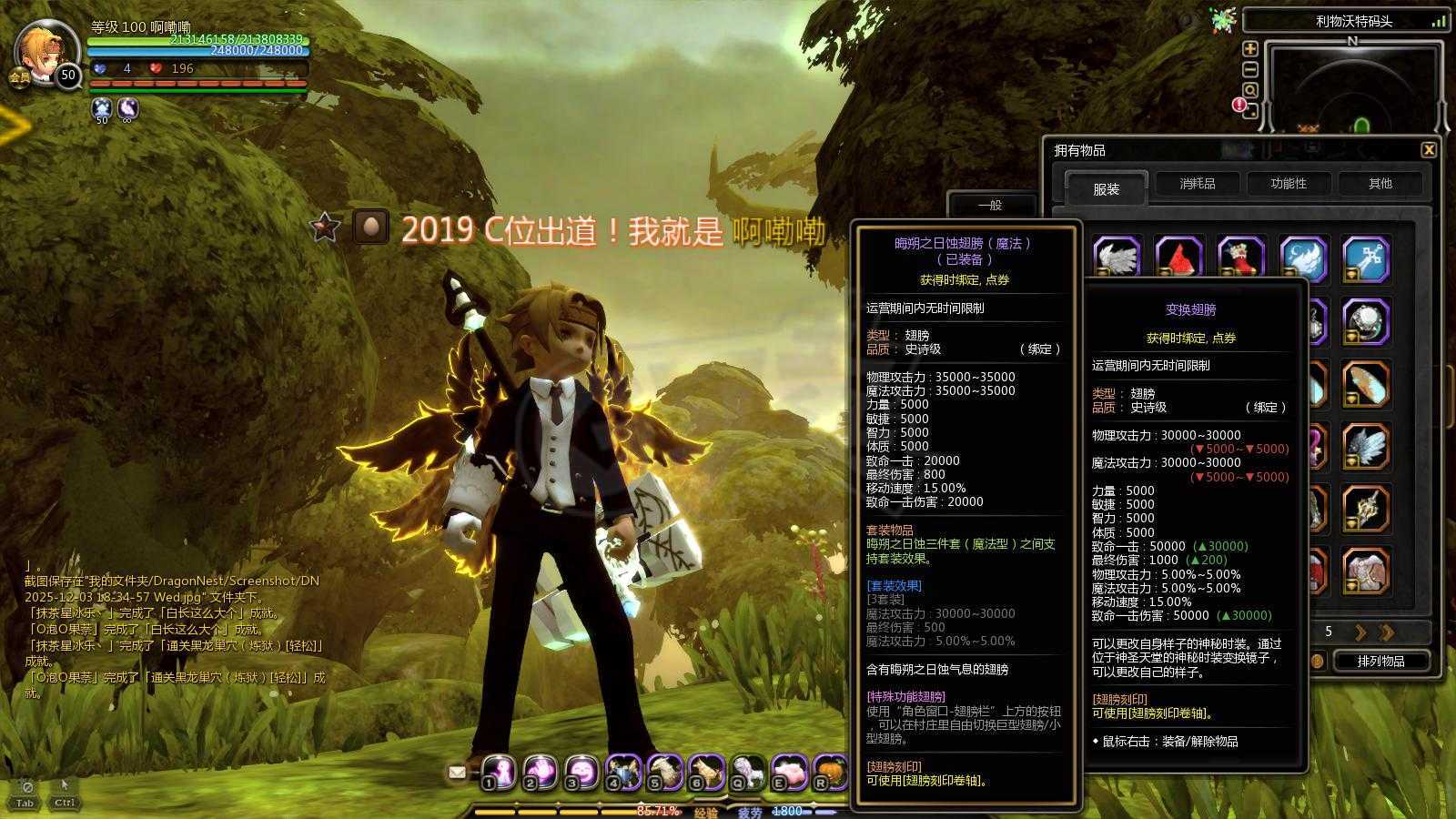 龙之谷-账号-[毁灭者 100级]特务战士刺客魔术师，都可以转职