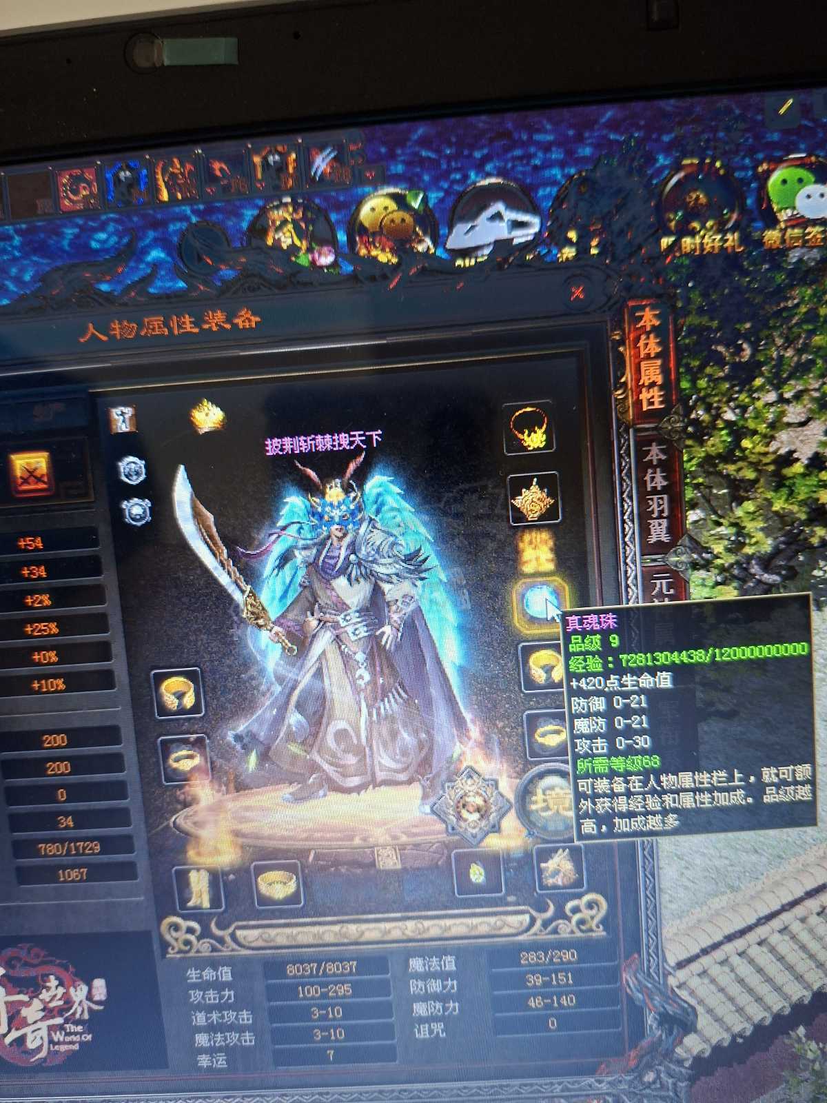 传奇世界-账号-[战士 天人7重]V9战道 信誉良好