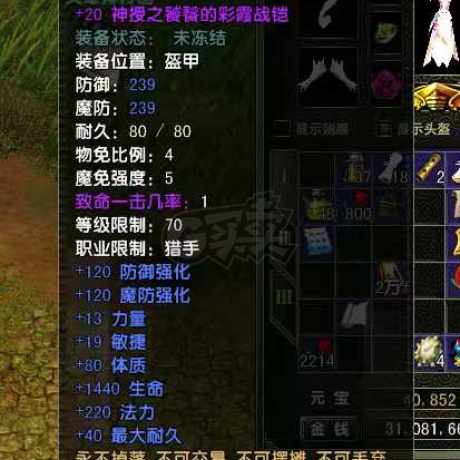 风云怀旧服-账号-[猎手 融合期*5阶]86.4级MM70神武器衣服法宝20MM持续升级中