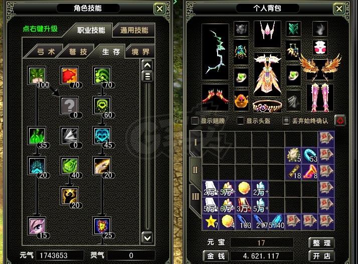 风云怀旧服-账号-[猎手 融合期4阶]混沌套苍云85级M武器20.70衣服20其他16 可改名字