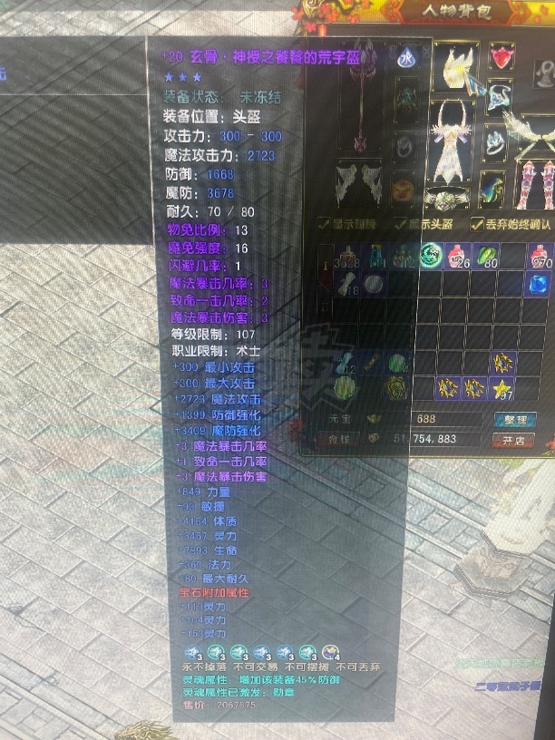 风云-账号-[术士 炼气期*1阶]113级法师混元套仓库里还有5000灵能，120级翅膀