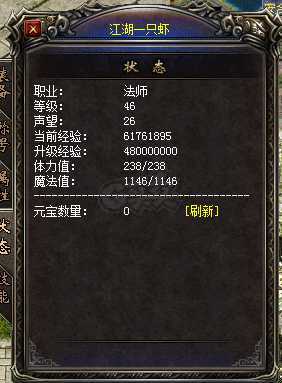 热血传奇1.76秒卡传承版-账号-[法师 46级]带装备，边号29级道士