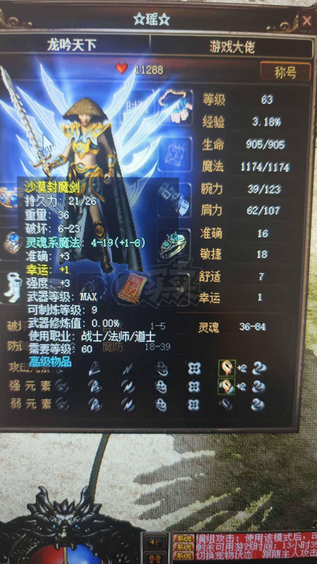 传奇3(时长版)-账号-[道士 63级]黑马女道士