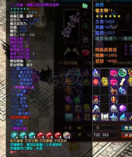 风云-账号-[战士 炼气期*1阶]109 卡级战士，全身 5 级以上宝石，40 武器