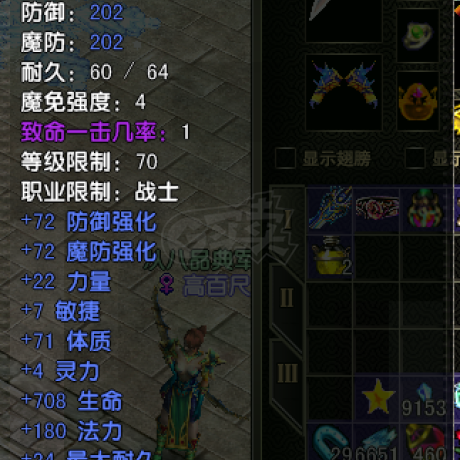 风云怀旧服-账号-[战士 炼气期1阶]86.7级战士全神套带大金乌翅膀