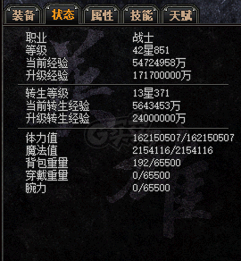 传奇外传-账号-[主体战士 999级]47星332带42星851带42星46，三攻速三重生，甩卖不议价