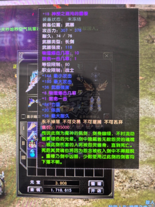 风云怀旧服-账号-[战士 融合期*5阶]沧云89级剑衣服完美加20其他神加16基本坐骑都有4个翅膀九洲注怪基本刷满