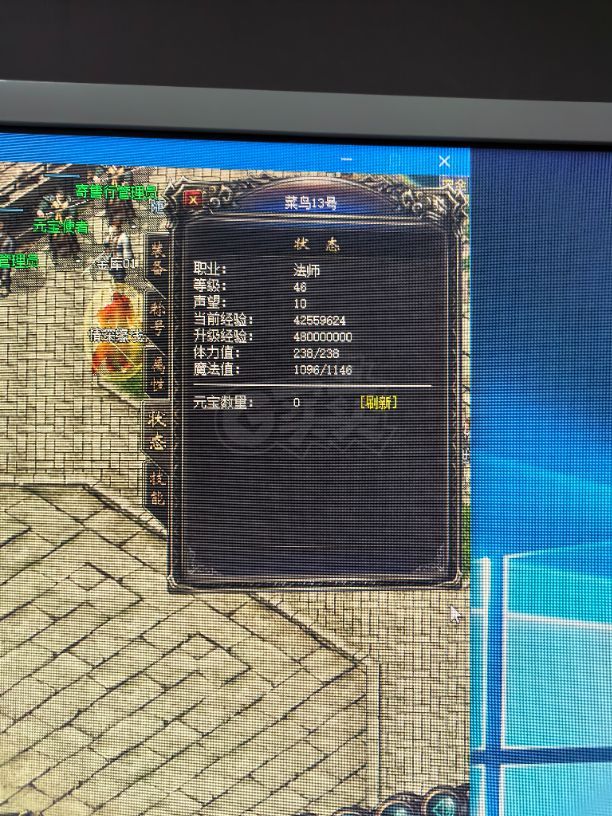 热血传奇1.76秒卡传承版-账号-[法师 46级] 声望10
