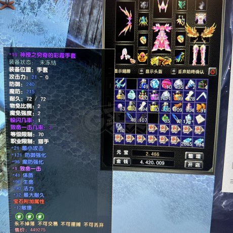 风云怀旧服-账号-[猎手 炼气期1阶]89满级MM号 技能二阶基本全满 武器衣服完美 带大翅膀