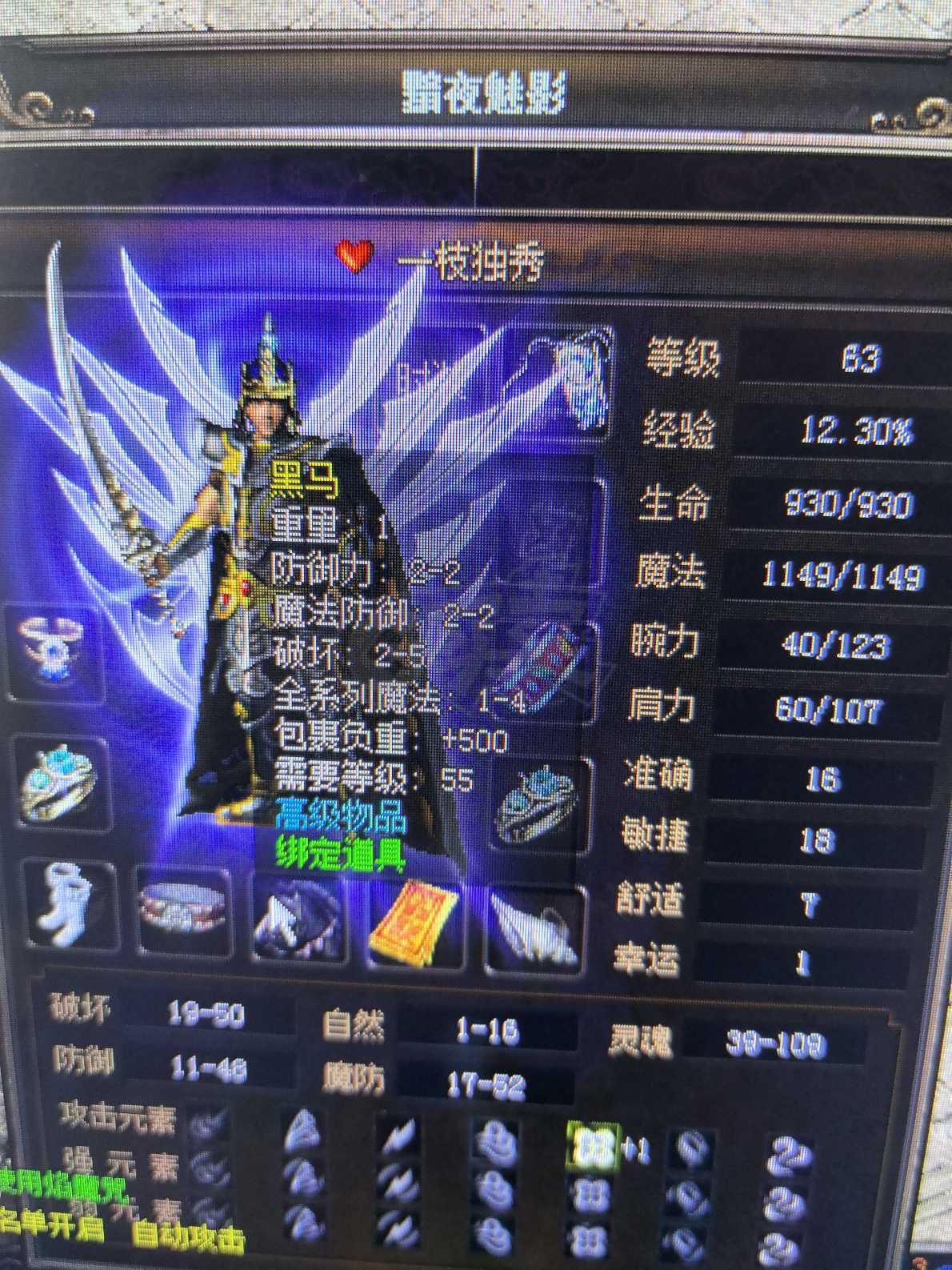 传奇3(时长版)-账号-[道士 63级]黑马五级青云戒指