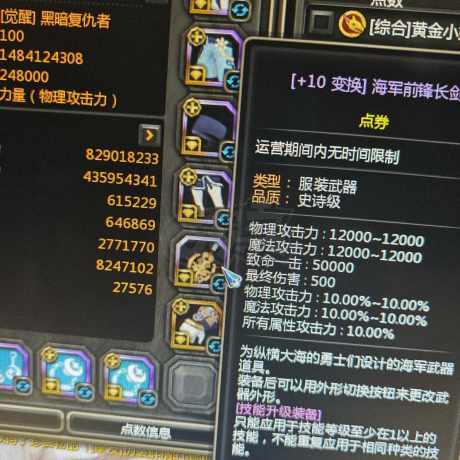 龙之谷-账号-[黑暗复仇者 100级]站街8亿次元10文章162爆发点潘多点1万2
