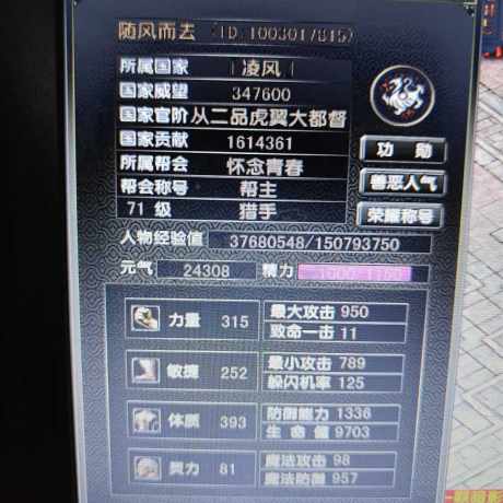 风云怀旧服-账号-[猎手 炼气期*1阶]71猎手，仓库东西多多，还有八千万游戏币，8000多元宝，