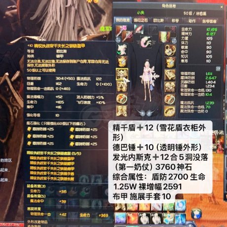 永恒之塔-账号-[治愈星 50级]外形*全套精千10盾12法杖12德巴10裸增幅2591